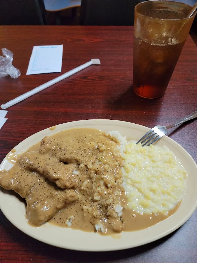 Pork Gravy Rice and Cream Corn